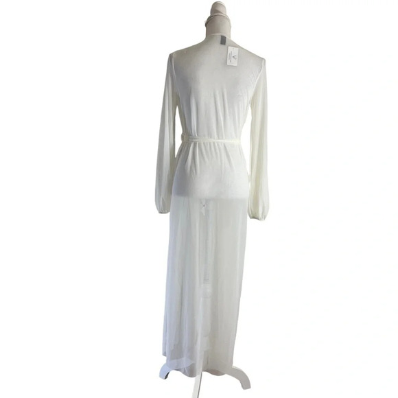 Windsor NWT Ivory Mesh Cardigan Size Small Long Sleeves Waist Tie Lightweight - Picture 3 of 8